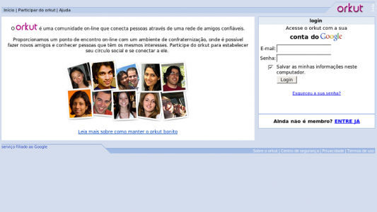 Página de login do Orkut (Foto: Internet)